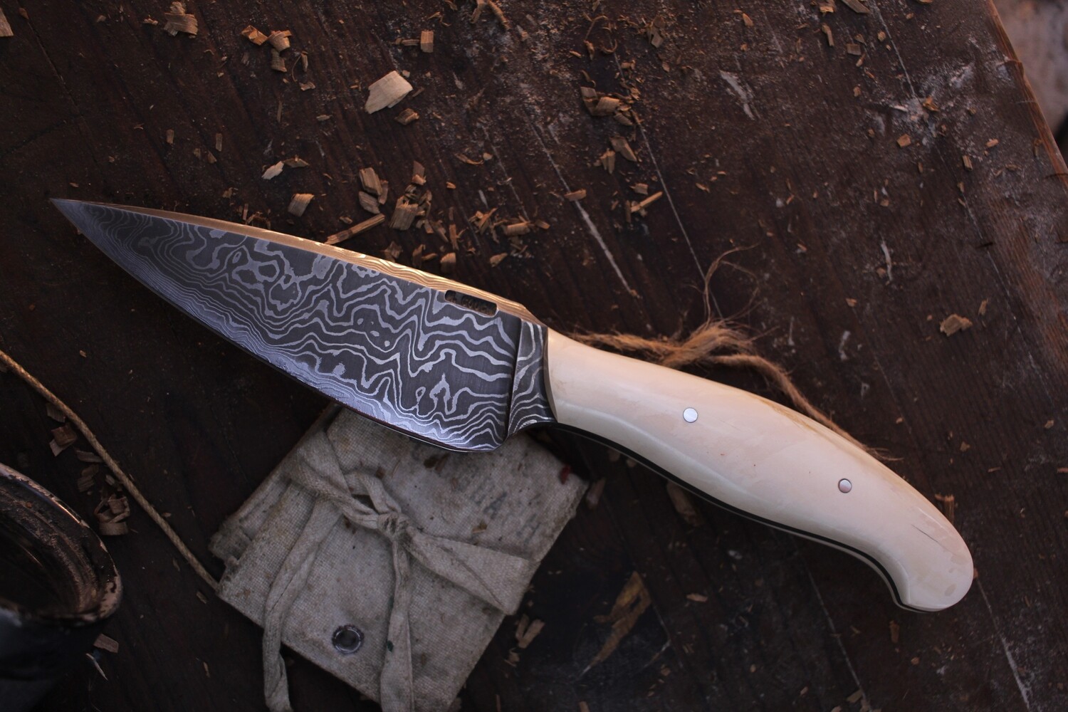  Lucas Lance & Mark Couch 4.75" Harpoon / Mammoth Ivory / Alaskan Forged Damascus