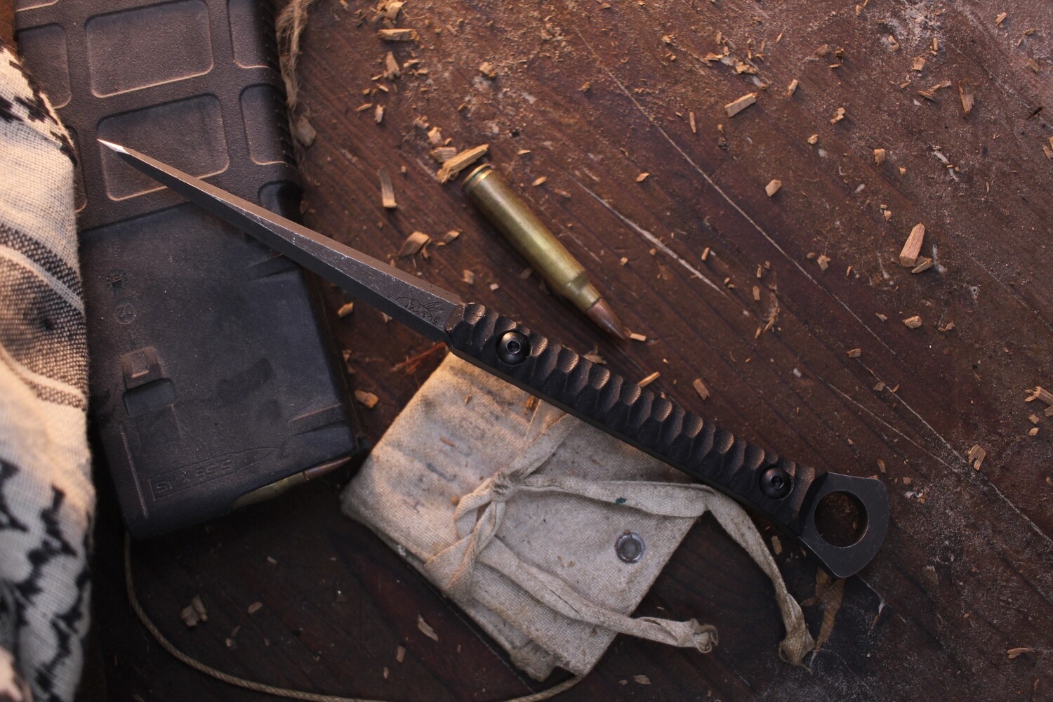 Half Face Blades Cardiac Spike 3.8” Tactical Spike / Textured Black G-10 / Acid Washed O1