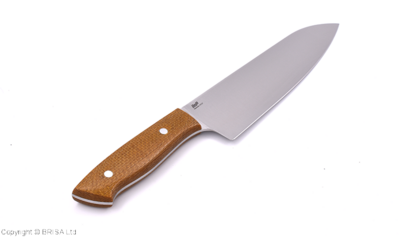 Brisa EnZO Chef 185 7.68" Kitchen Knife / Mustard Micarta / Satin Sandvik 12C27