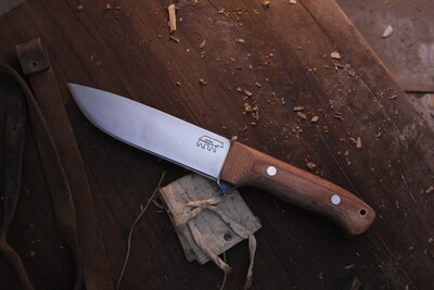 Wood Bear Knives 6.5" Predator Drop Point / Tan Micarta / Satin O1