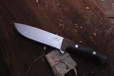 Wood Bear Knives Predator 6.5" Fixed Blade / Black Micarta / Satin O1