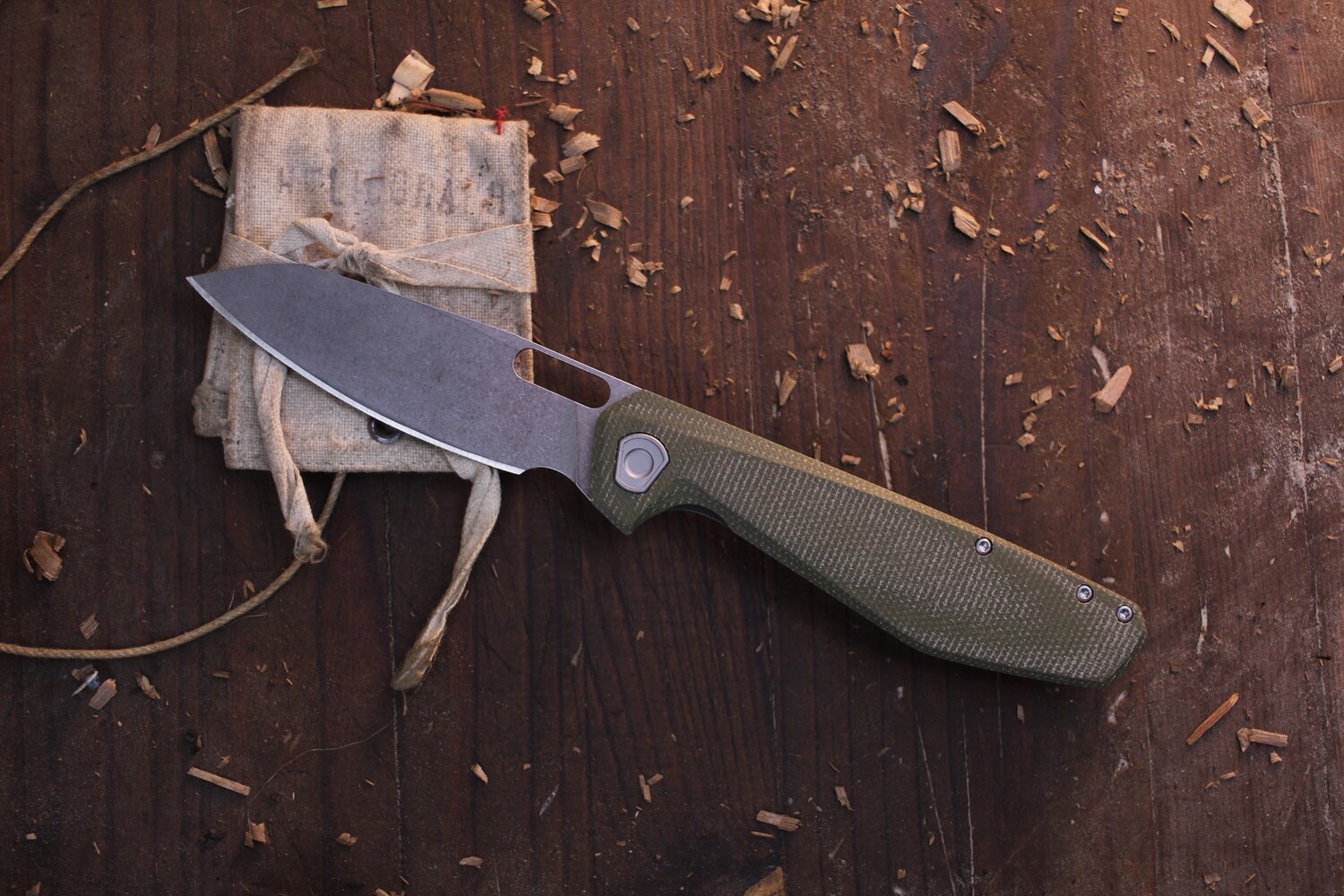 Gerber Slimsada 3.47&quot; Framelock Flipper / Green Micarta / Stonewashed D2