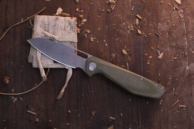 Gerber Slimsada 3.47&quot; Framelock Flipper / Green Micarta / Stonewashed D2
