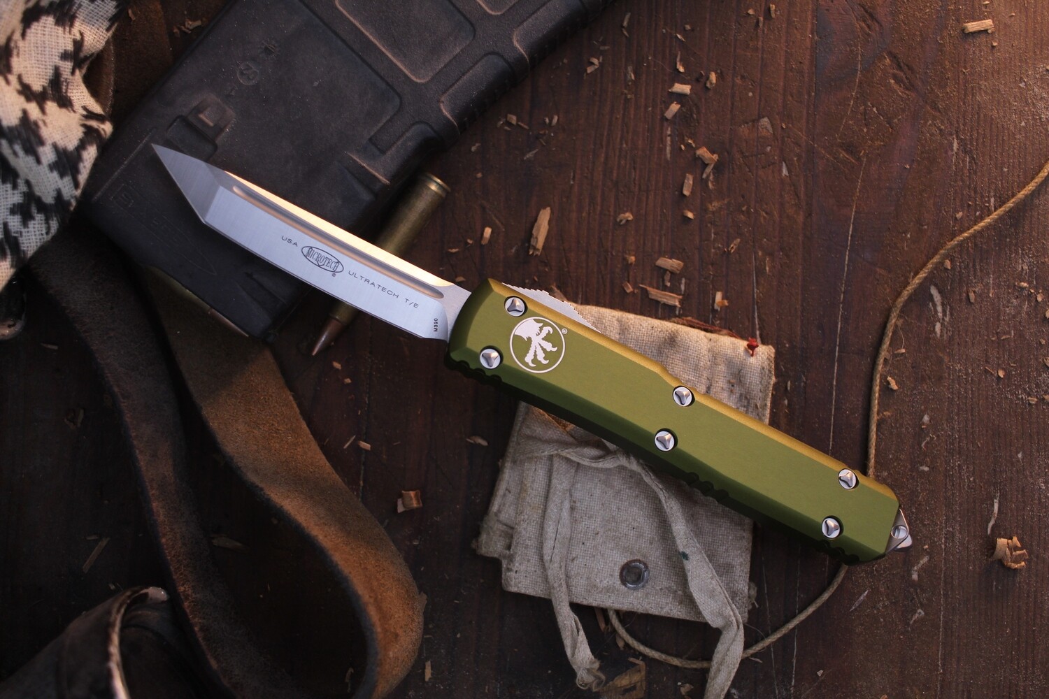 Microtech Ultratech T/E 3.4” OTF Auto / OD Green Aluminum / Satin