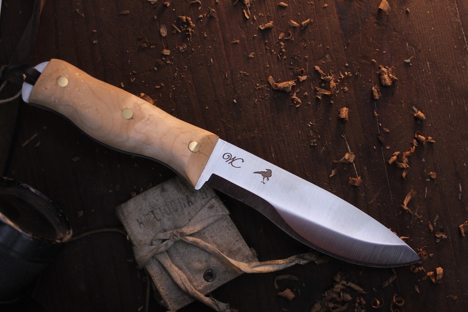 William Collins Black Bird 5.5&quot; Bush Knife / Maple &amp; Black Liner / Satin AEB-L