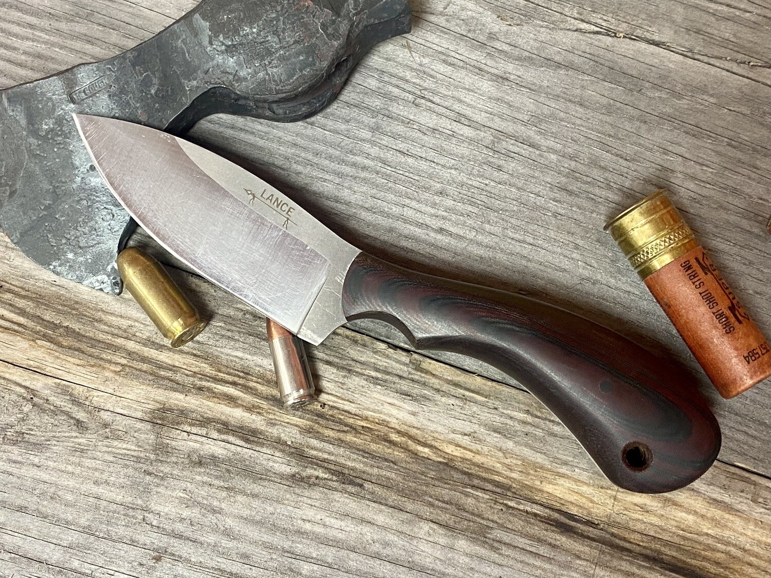 Lance Knives Skinner 3.5" / Red And Black Micarta / Stonewash Nitrov