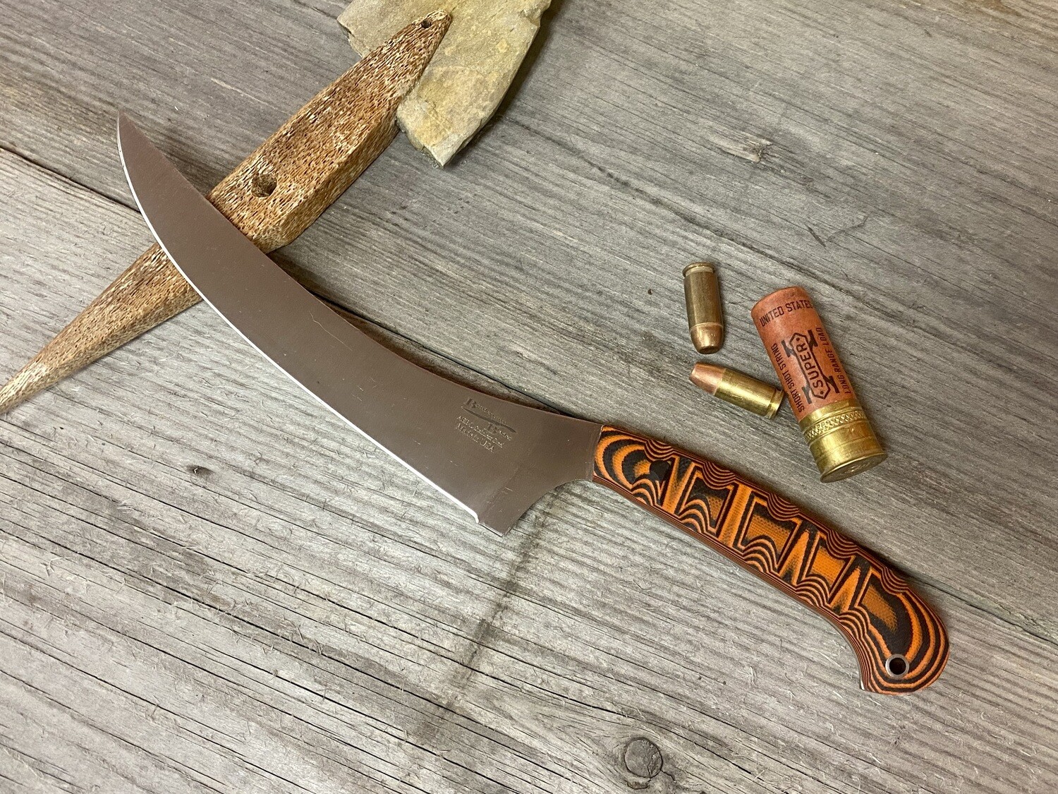 Bordertown Blades 7.5" Offset Fillet / Contoured Black & Blue G10 / Satin AEBL