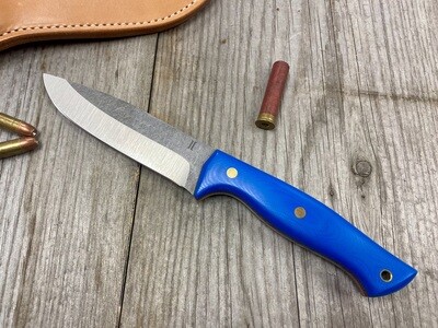 Isley Blades Mk.4 5&quot; Clip Point / Blue G10 Brown Micarta Liner / Stonewashed/Satin Dual Tone  14C28N