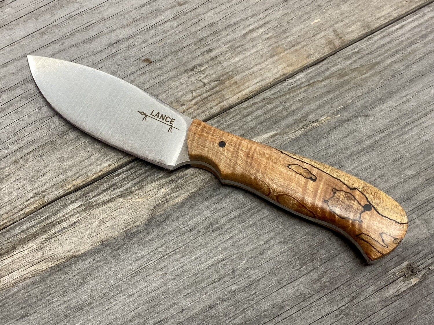 Lance Knives 4.125&quot; Yukon Fixed Blade / Spalted Maple / Satin Nitro-V