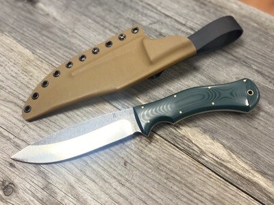 Isley Blades 6&quot; Bolo Fixed Blade / Forest Green G10 / Two-Tone Stonewashed 14C28N