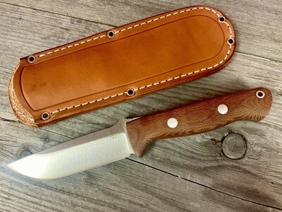 Bark River Knives Bravo 1 4.25" Fixed Blade / Light Brown Canvas Micarta / Satin A-2