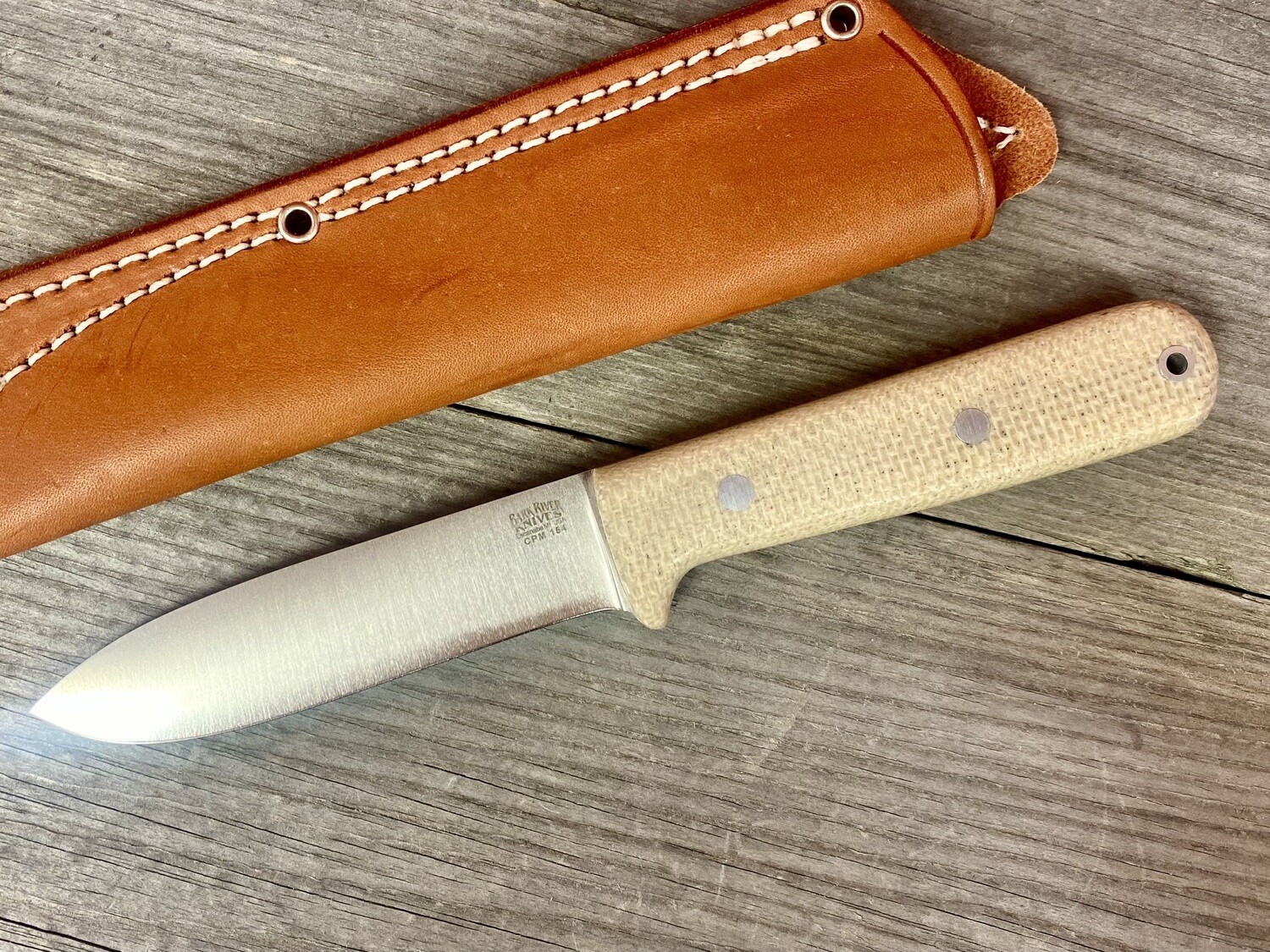 Bark River Kephart 4.5" Fixed Blade / White Burlap Micarta / Red Liners / Satin Finish CPM-154 (Pre Owned)