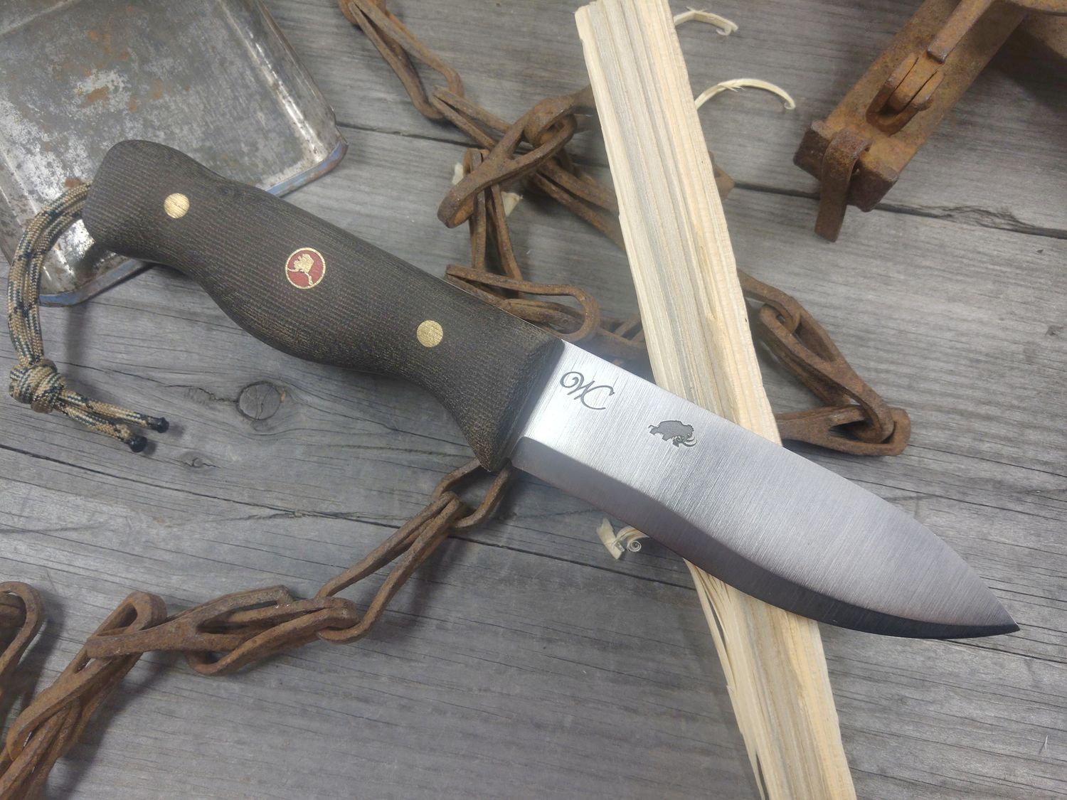 William Collins Alaskan Scout 4.5&quot; Fixed Blade / OD Green Micarta w/ Red AK Pin / Satin AEB-L (Previously Owned)
