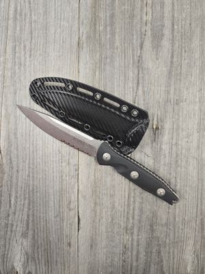Microtech Socom Alpha 5&quot; Fixed Blade Knife / Black G-10 / Stonewash Partial Serrations