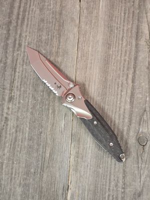 Microtech Socom BRAVO Mini T/E 3.4&quot; Frame Lock / Carbon Fiber and Titanium / Tanto Partially Serrated M390