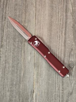 Microtech Ultratech D/E OTF / Merlot Aluminum / Stonewash Partially Serrated M390