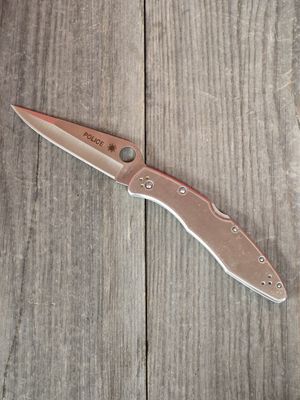 Spyderco Police 4.125 Lockback Folder / Stainless Steel / Satin VG-10