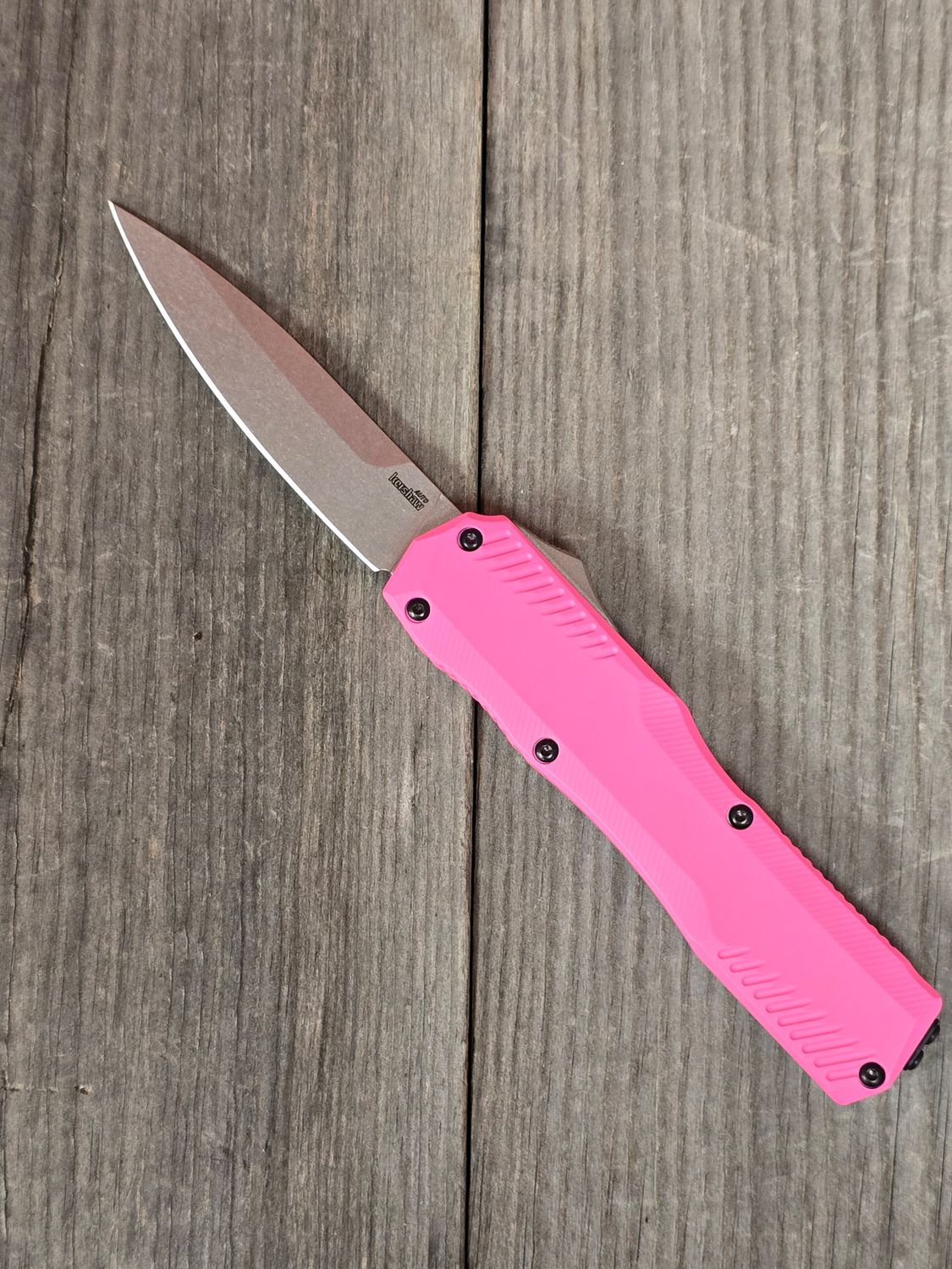 Kershaw Livewire 3.4&quot; OTF Auto / Pink Aluminum / Stonewash Magnacut