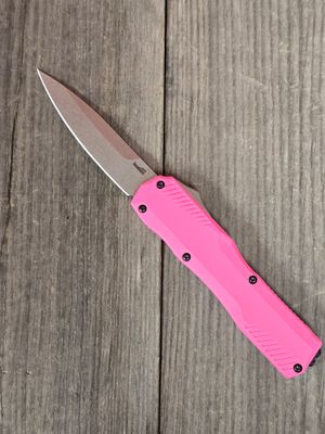 Kershaw Livewire 3.4&quot; OTF Auto / Pink Aluminum / Stonewash Magnacut
