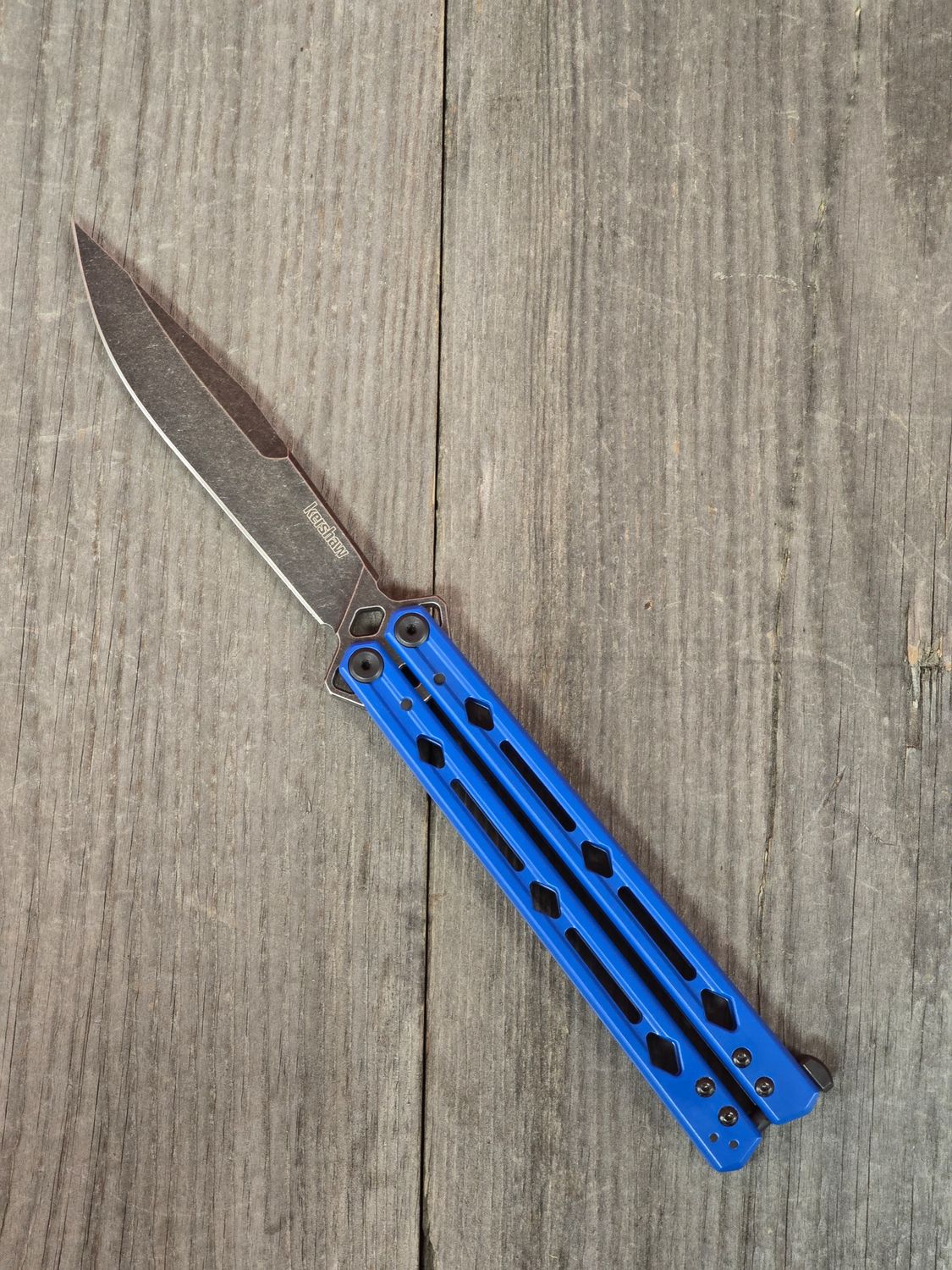 Kershaw Lucha 4.5" Balisong / o.d. green coated Stainless Handles / blackwash Sandvik