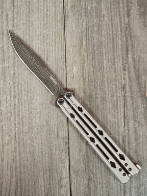 Kershaw Lucha 4.5&quot; Butterfly Knife / Stainless Steel / Damascus