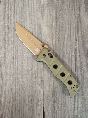 Benchmade Adamas 3.82&quot; Axis Lock Knife / OD Green G10 / Flat Dark Earth CPM-CruWear