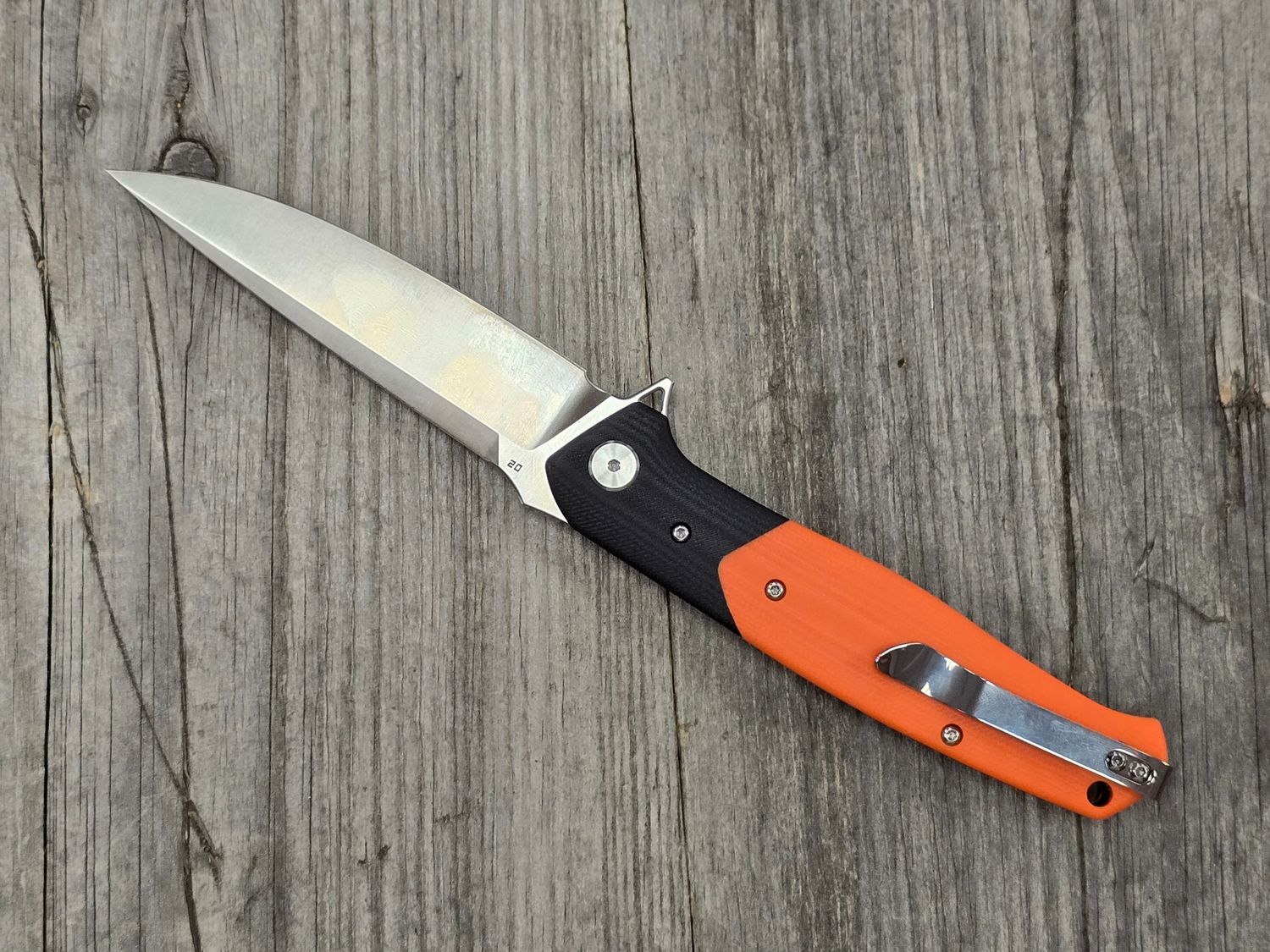 Bestech Knives Swordfish 3.875&quot; Linerlock / Orange and Black G10 / Satin D2