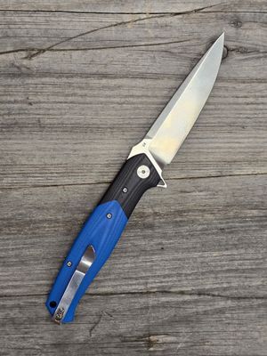 Bestech Knives Swordfish 4" Linerlock / Black and Blue G10 / Satin D2
