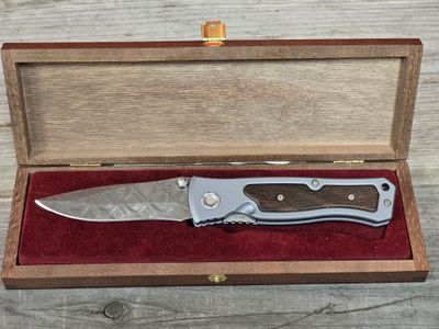 Boker Leo Damast II Linerlock / Aluminum w/ Ziracote Wood / Damascus / #2159