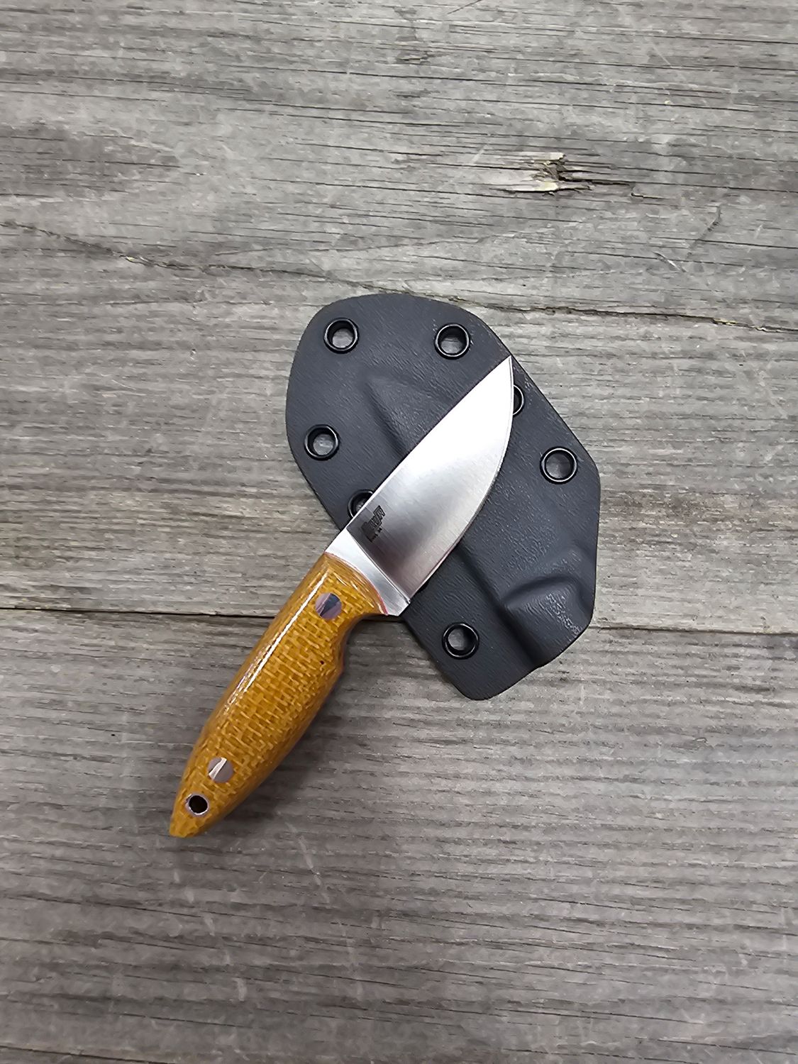 Brisa Scara 60 2.5&quot; Fixed Blade / Mustard Yellow Canvas Micarta w/ Red Liners / Satin RWL-34