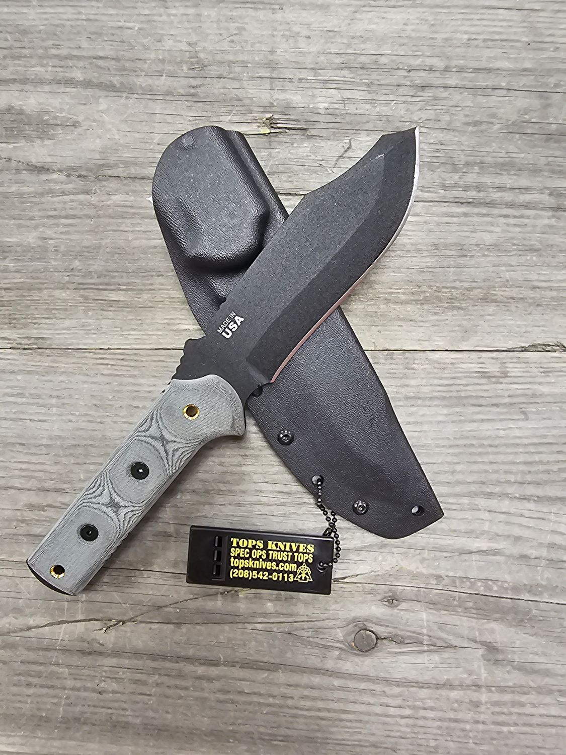 TOPS Knives Black Rhino 4.875&quot; Fixed Blade / Black Micarta / Black 1095