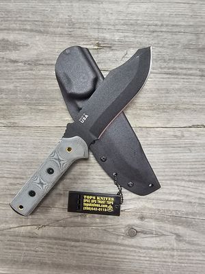 TOPS Knives Black Rhino 4.875&quot; Fixed Blade / Black Micarta / Black 1095