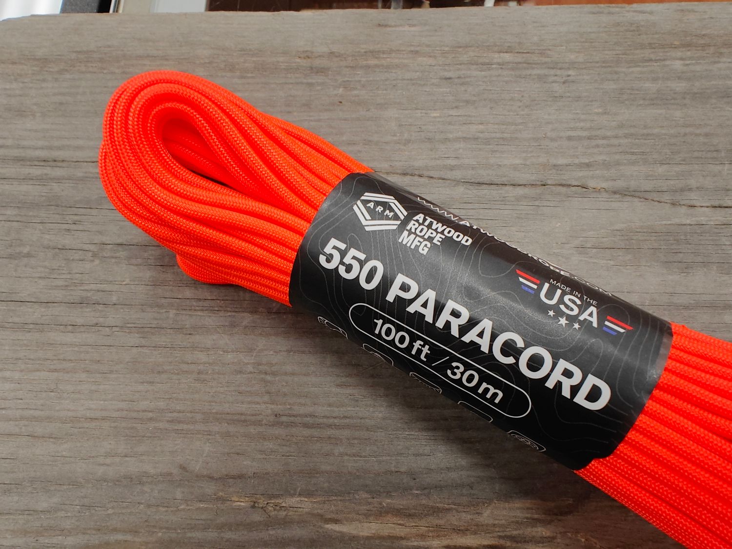Atwood 550 Paracord / 100 feet / Neon Orange