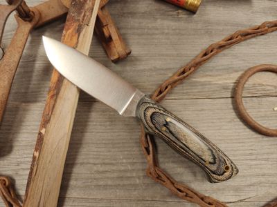 Ron Post Knives Drop Point Skinner 4.5&quot; Fixed Blade / Assorted Dymondwood / Satin CPM-154