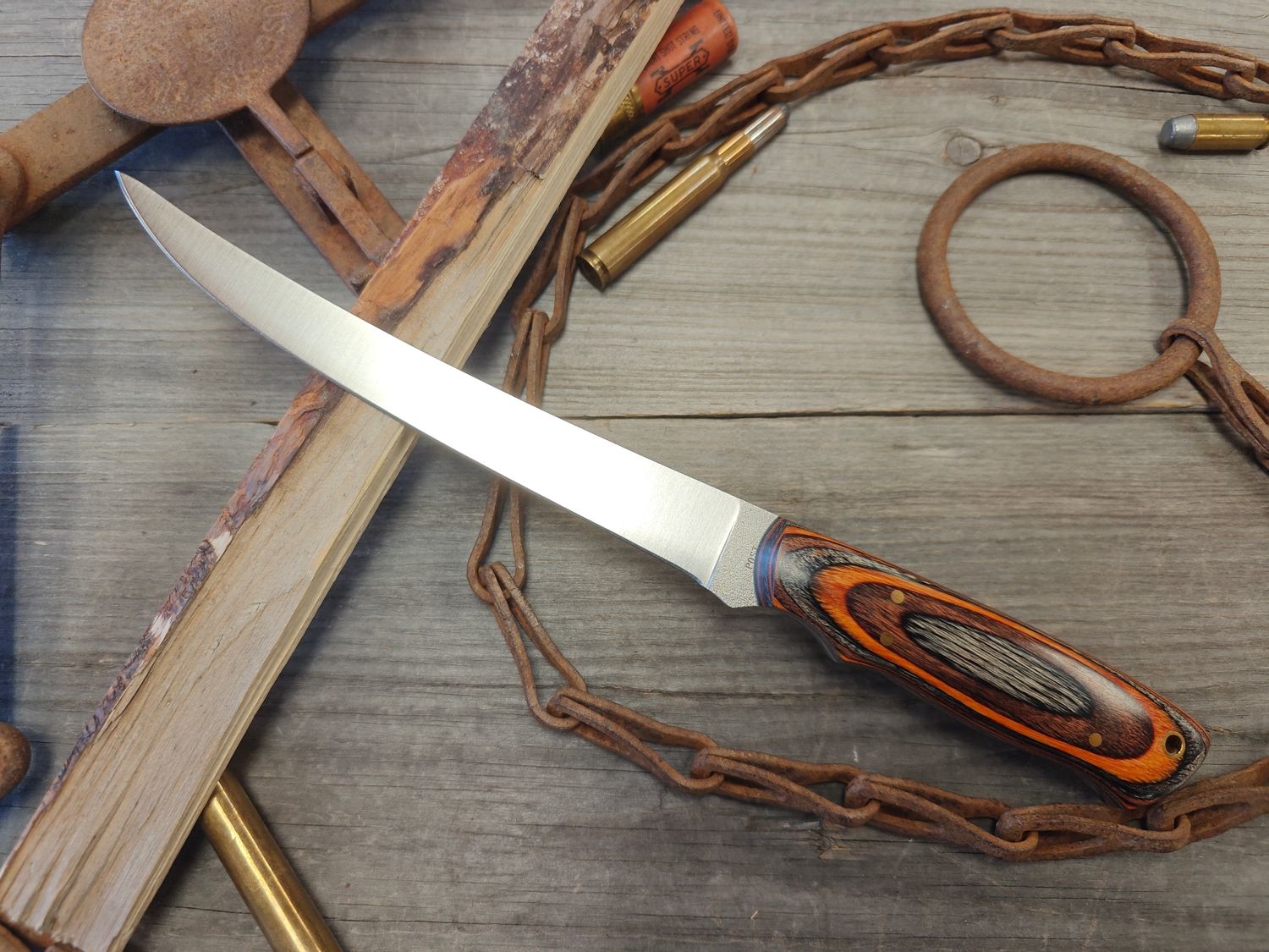 Ron Post Knives 7&quot; Fillet Knife / Assorted Diamond Wood / Satin CPM-154