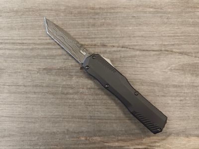 Kershaw Livewire Tanto OTF Auto Blade / Black Aluminum / Damascus
