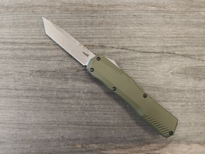 Kershaw Livewire 3.4&quot; Tanto OTF Auto / OD Green Aluminum / Stonewash Magnacut