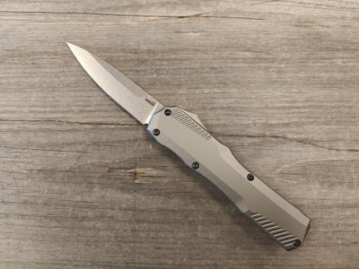 Kershaw Livewire 3.4" OTF Auto / Grey Aluminum / Stonewash CPM-MagnaCut