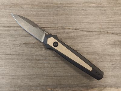 Kershaw Launch 15 3.5&quot; Button lock Auto / Black Aluminum &amp; Tan Micarta / Blackwash MagnaCut