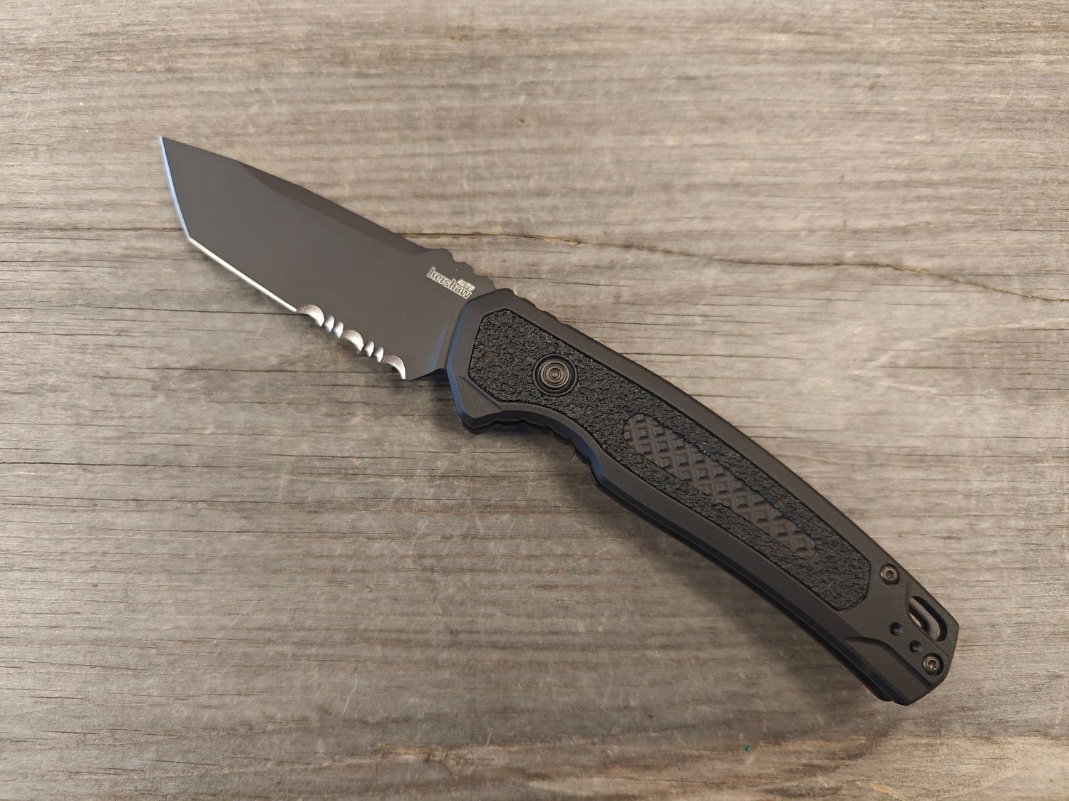 Kershaw Launch 16 3.5&quot; Buttonlock Auto / Black Aluminum w/ Black Trac-Tec Insert / Black Cerakote CPM-M4