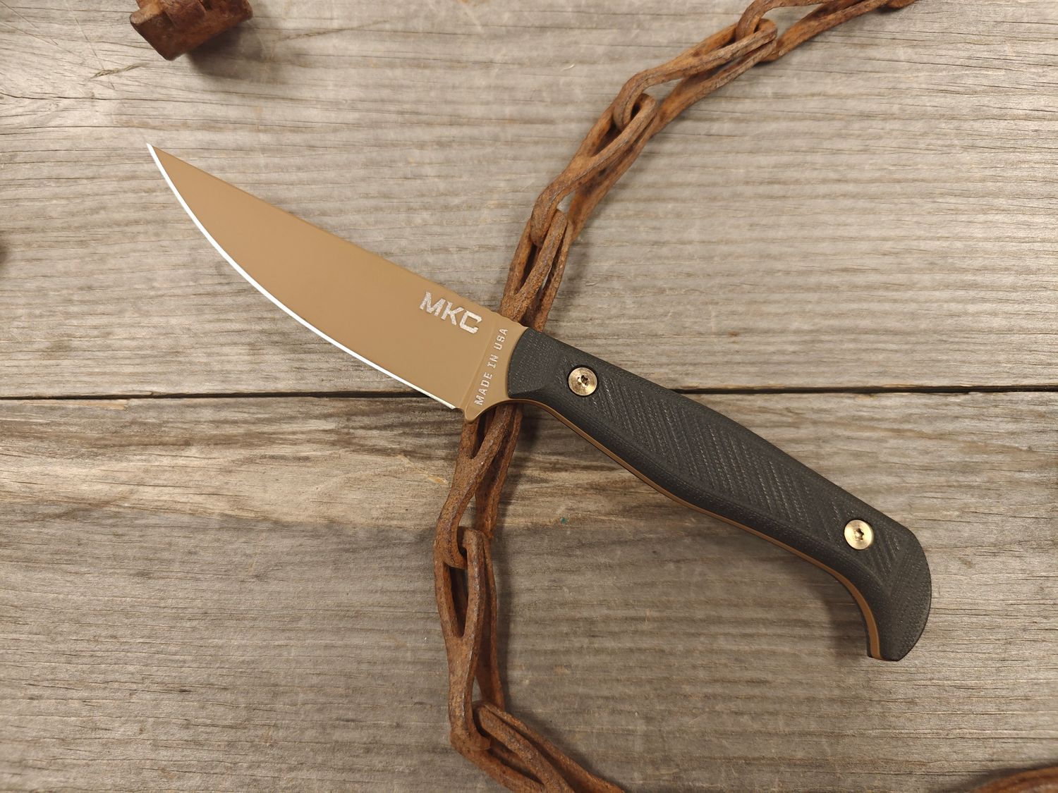 Montana Knife Co. Battle Goat 3.5" Fixed Blade / Black G10 / Coyote Tan Cerakote MagnaCut