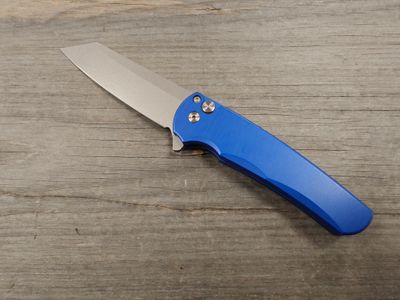Pro-Tech Malibu 3.30" Manual Reverse Tanto Flipper Knife / Blue Aluminum / Stonewash CPM-20CV (Pre-Owned)