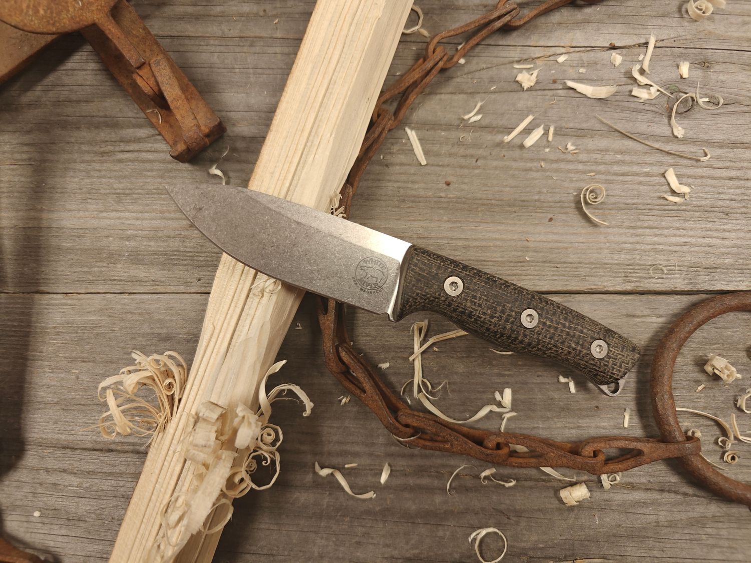 White River Knives Ursus Cub 3.5" Fixed Blade / Black Burlap Micarta / Stonewash CPM-Magnacut