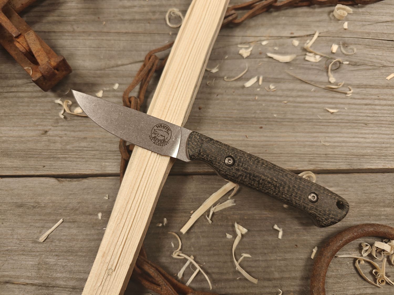 White River Knives Small Game 3" Fixed Blade / Black Burlap Micarta / Stonewash MagnaCut