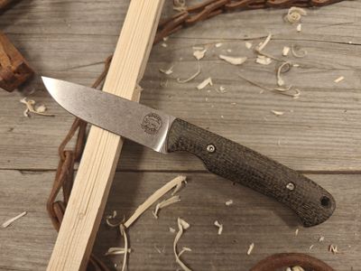 White River Knives Hunter 3.5" Fixed Blade Knife / Black Burlap Micarta / Stonewashed MagnaCut