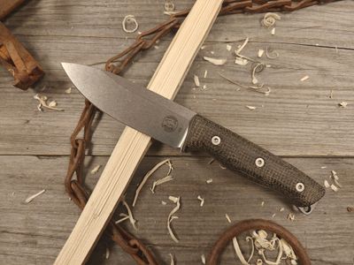 White River Knives Ursus 45 4.5" Fixed Blade Knife / Black Burlap Micarta / Stonewashed MagnaCut