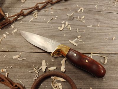 ABE Knives 4” Drop Point Hunting Knife/ Jatoba With Brass Bolster / San Mai L6 / Mild Steel