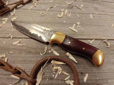 ABE Knives 4.25” Trailing Point Skinner / Paduk / Acidwashed 80CRV2