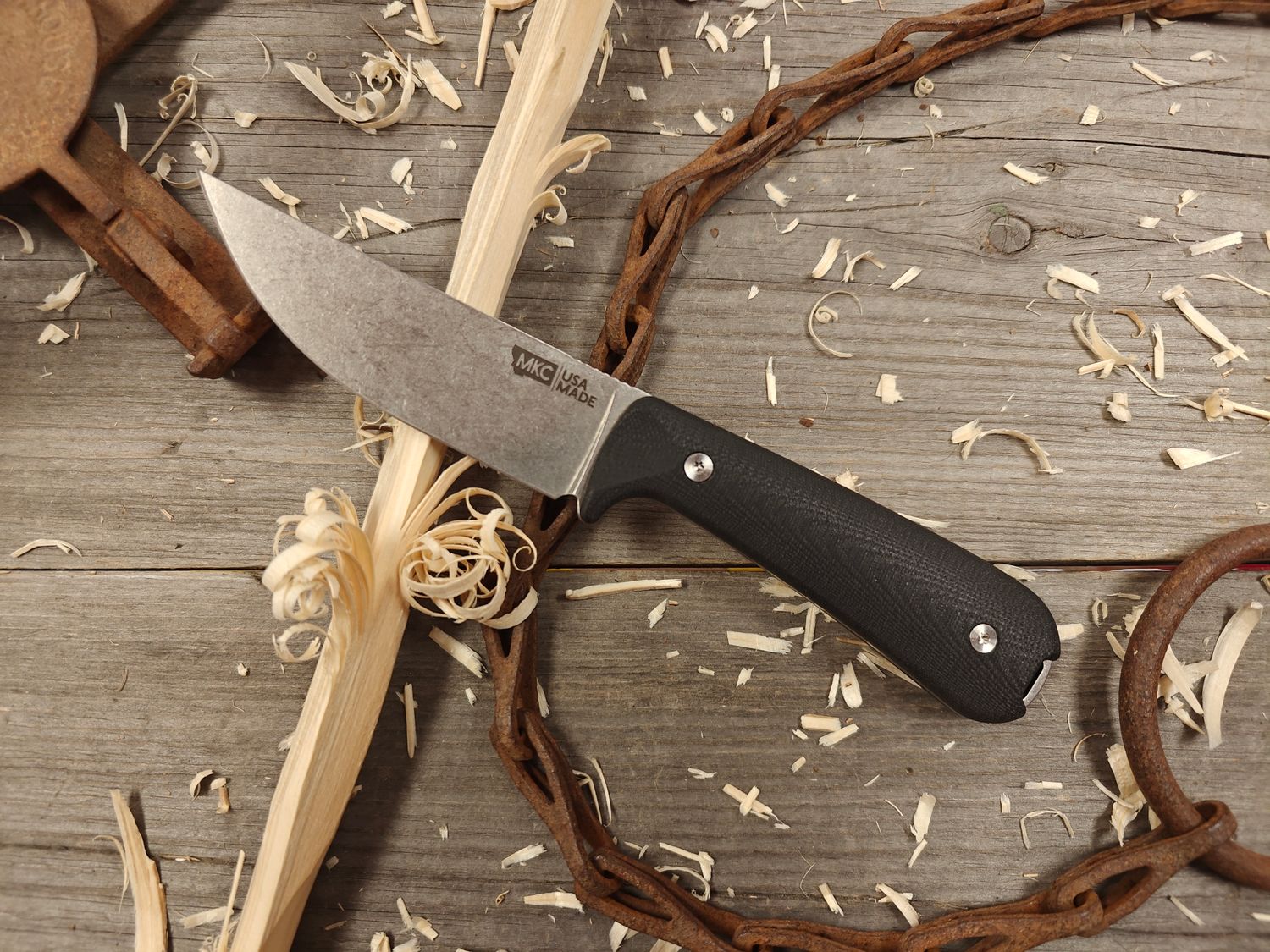 Montana Knife Co. Stubhorn 4" Fixed Blade / Black G10 / Stonewash MagnaCut
