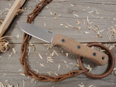 Reiff Knives F4 Saber  Bushcraft Survival 4&quot; Fixed Blade / Natural Micarta / Stonewash CPM MagnaCut / Leather Sheath